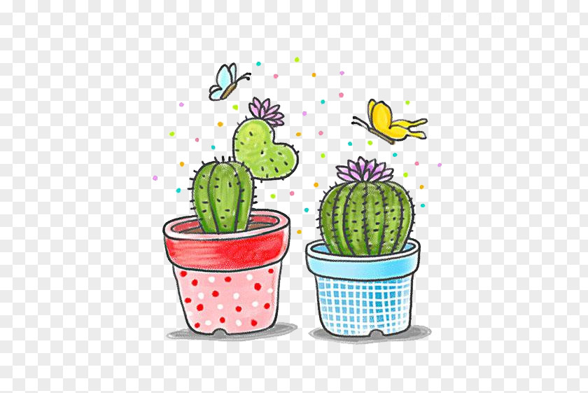 Butterfly Cactus Cactaceae Drawing Illustration PNG