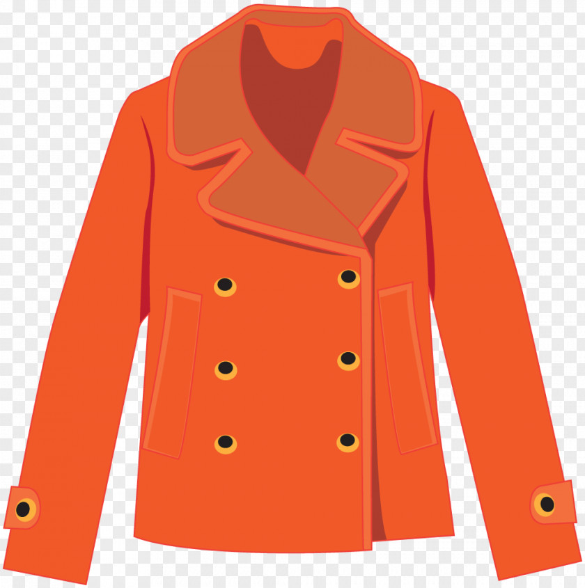 Orange Winter Coat Female Short Overcoat Clothing PNG