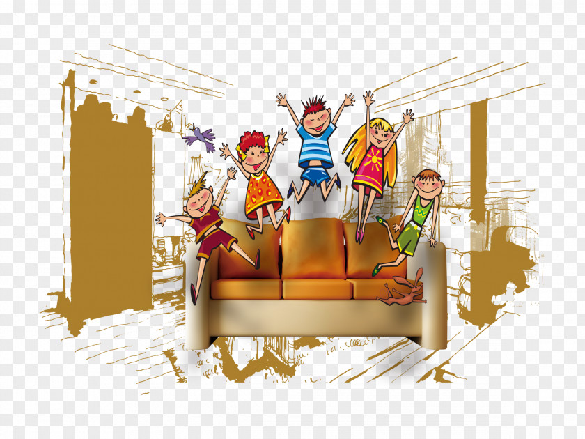 Bouncing On The Couch Children Child Illustration PNG