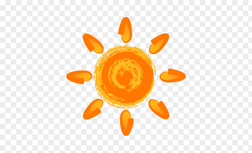 Hand Painted Orange Sun Painting Icon PNG