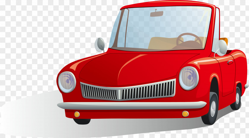 Red Exquisite Car Cartoon Illustration PNG