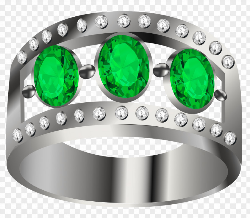 Silver Ring With Emeralds Clipart Jewellery Earring PNG