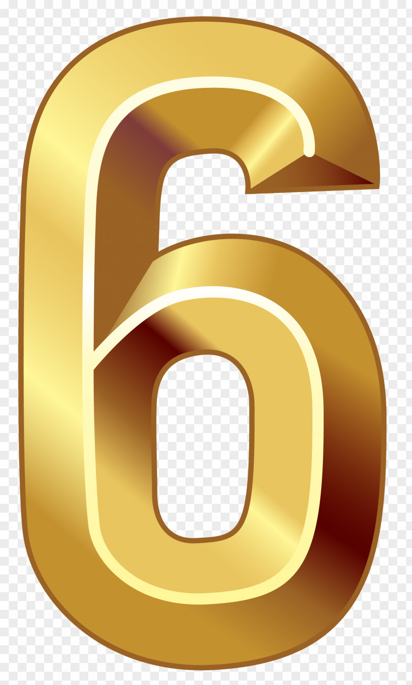 Gold Number Six Clipart Image Yellow Circle Trademark PNG