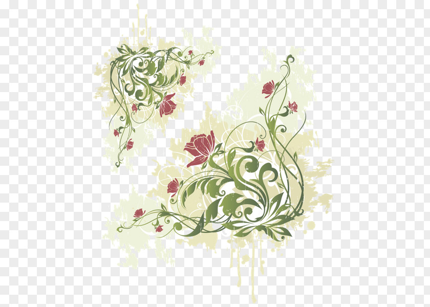 Floral Design Art Stencil PNG