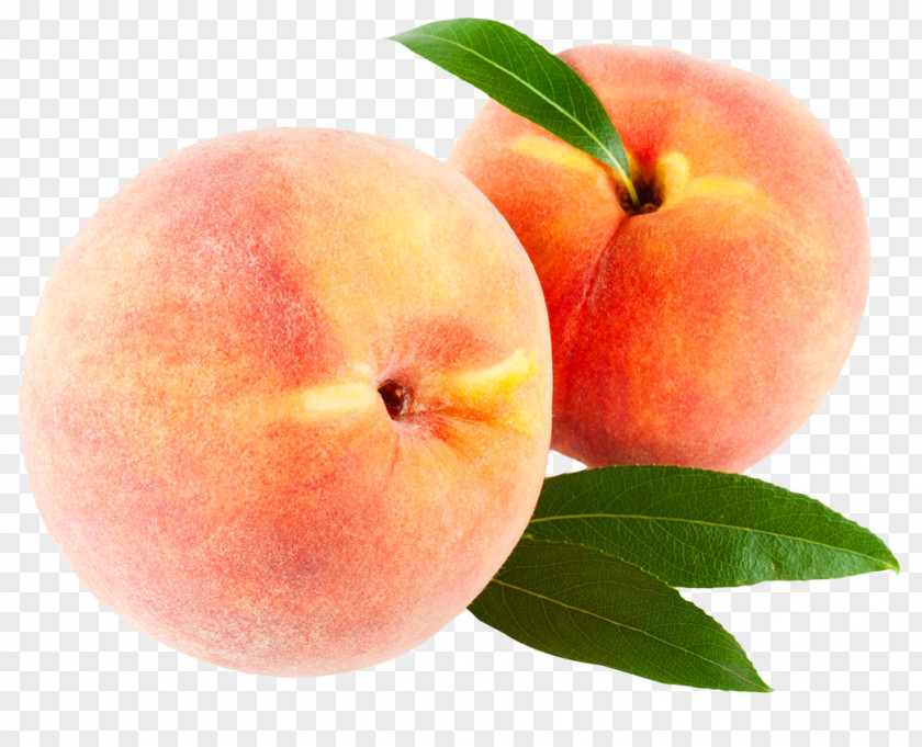 Peach With Leaves Fruit Download PNG