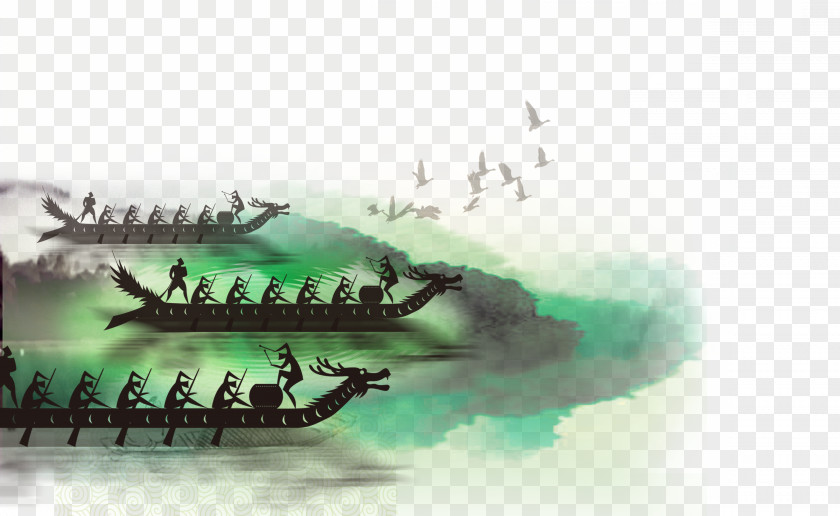 Ink Dragon Boat Race Zongzi Festival U7aefu5348 Bateau-dragon PNG