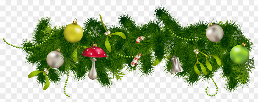 Transparent Christmas Pine Garland Decor Clipart Decoration Ornament Clip Art PNG