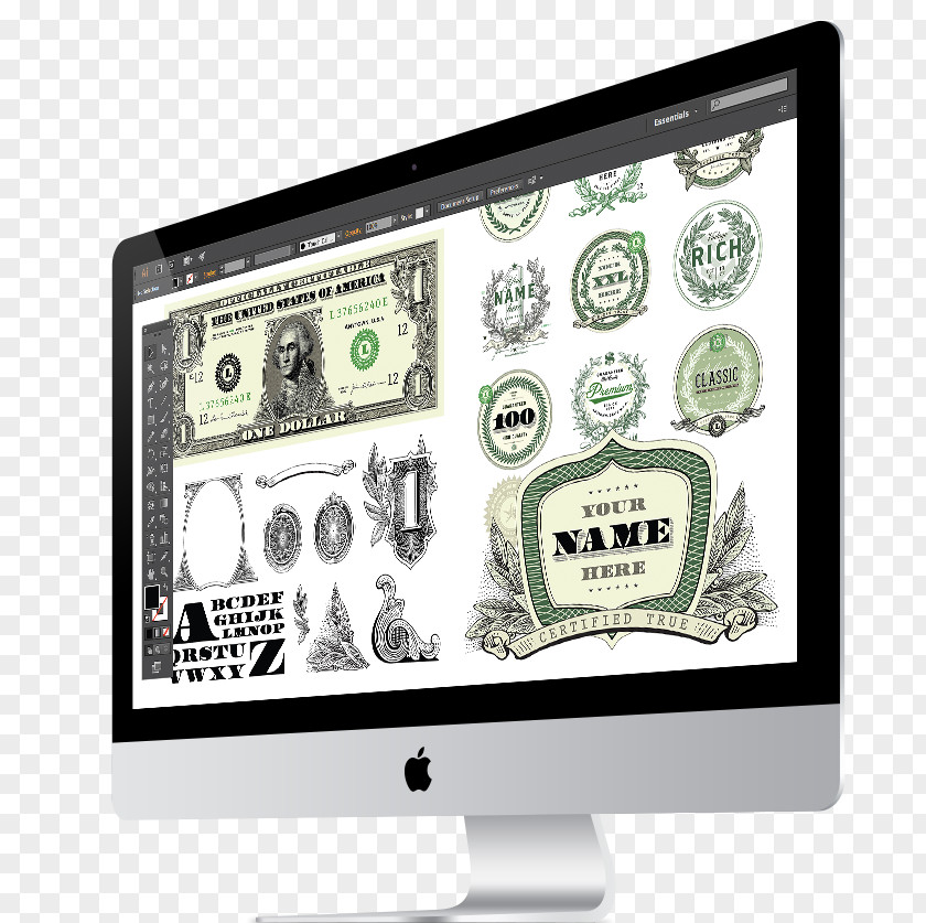 Dollar Bill Lines Clip Art Vector Graphics Image Drawing Illustration PNG