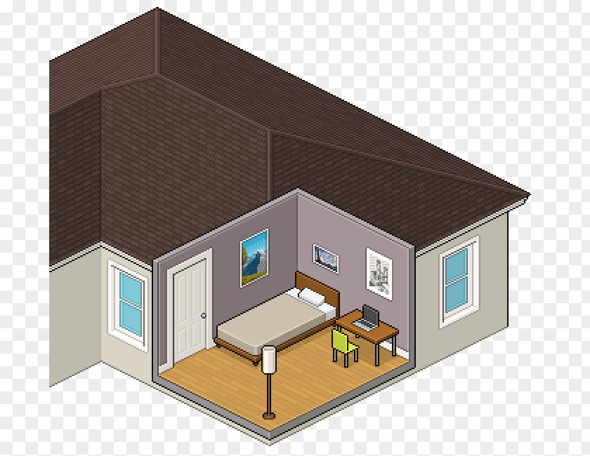 Italy Visa House Bedroom Isometric Projection Pixel Art PNG
