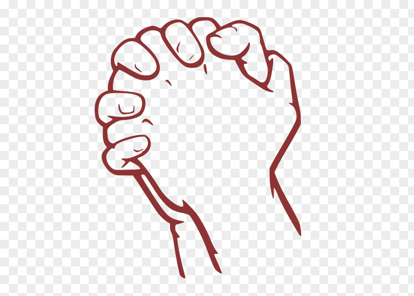 Red Hand Finger Line Art Gesture PNG
