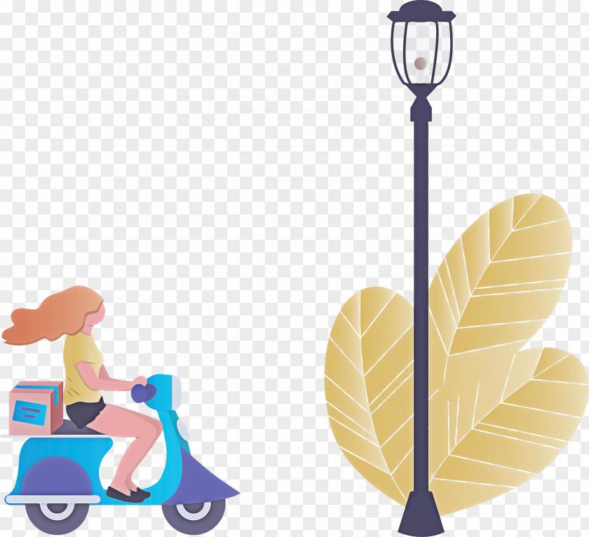 Street Light Motorcycle Delivery PNG