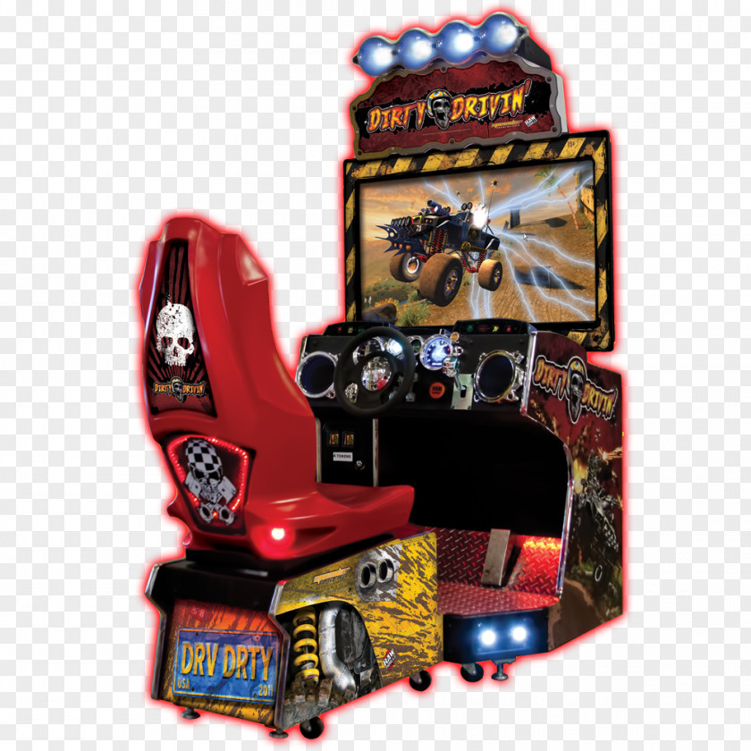 Jurassic World Dirty Drivin' Arcade Game Racing Video Raw Thrills PNG