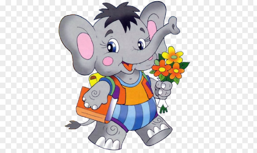 The Little Monkey Scatters Flowers Elephant School Cartoon Clip Art PNG