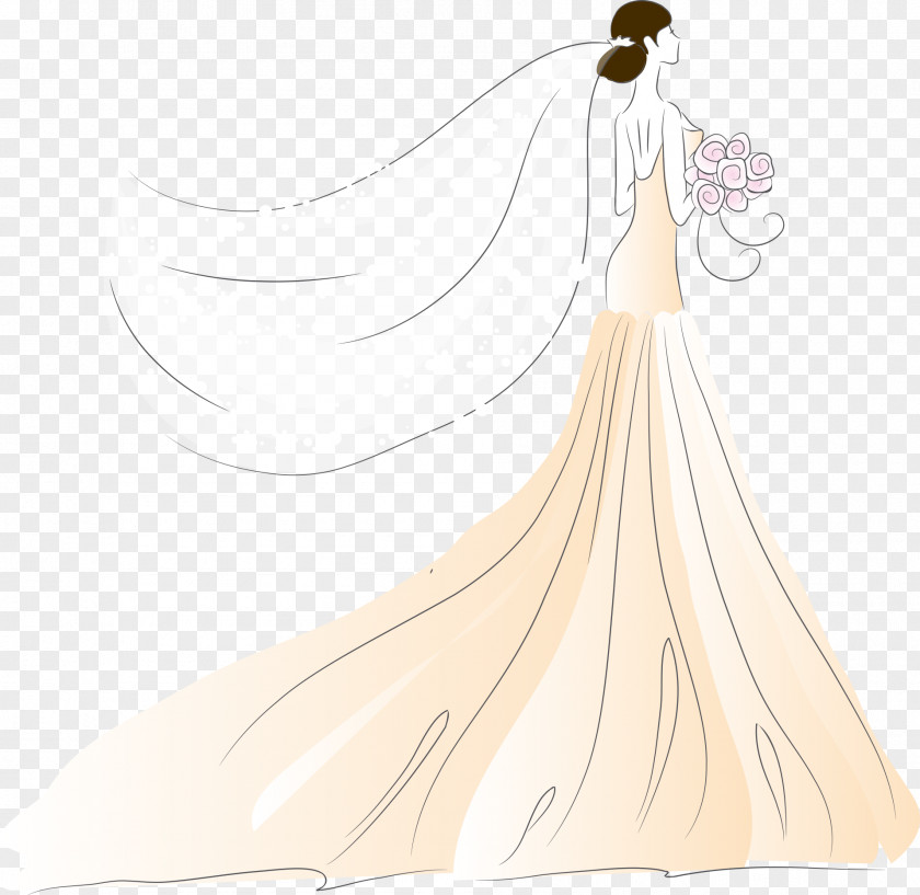 Vector Bride Wearing A Wedding Dress Contemporary Western PNG