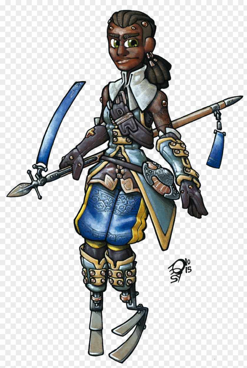 Knight Mercenary Spear Costume Design PNG