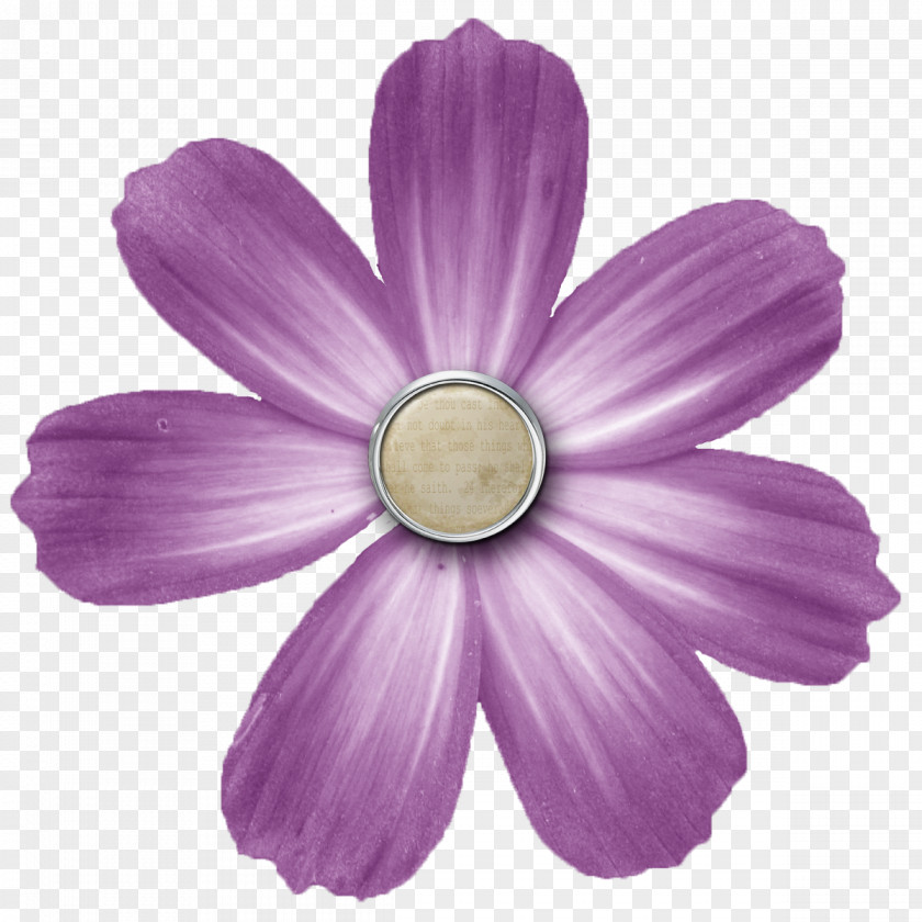 Transparent Purple Flower Digital Scrapbooking Button Clip Art PNG