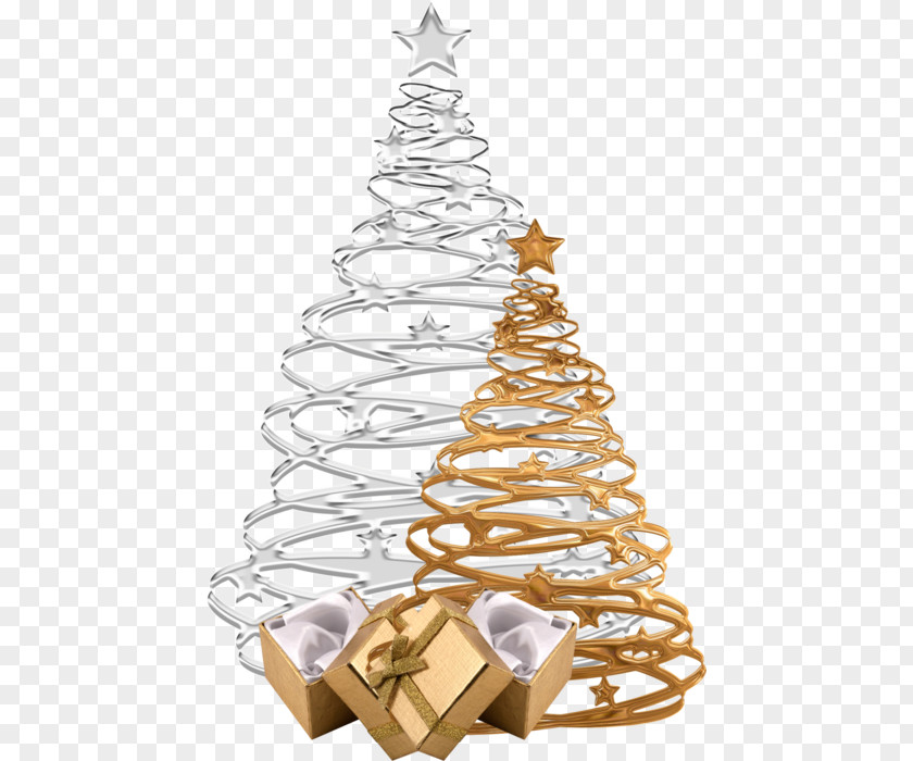 Gold And Silver Christmas Tree PNG and silver christmas tree clipart PNG