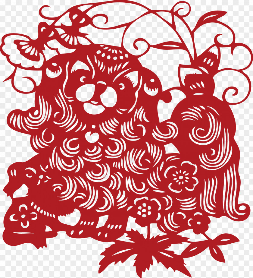 Lion Dance Chinese Paper-cut Papercutting Clip Art PNG