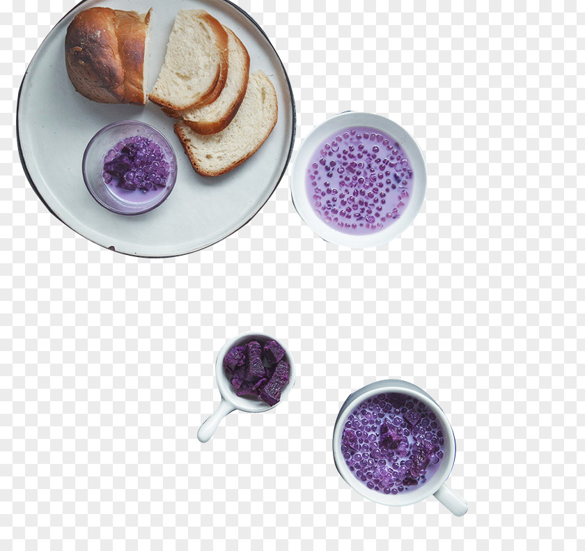 Purple Potato Sago Soup Coconut Milk Breakfast PNG