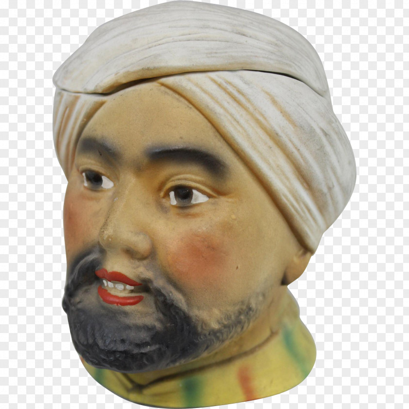 Turban Cap Portrait Of A Man (Self Portrait?) Bisque Porcelain Keffiyeh PNG
