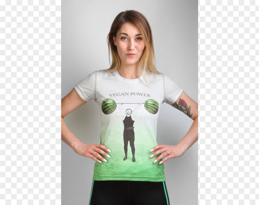Vegan Power T-shirt Top Veganism Sleeve Sport PNG