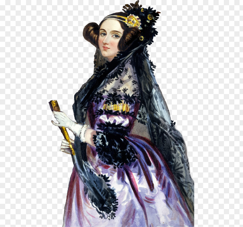 Woman Watercolor Ada Lovelace Computer History Museum Programmer Analytical Engine PNG