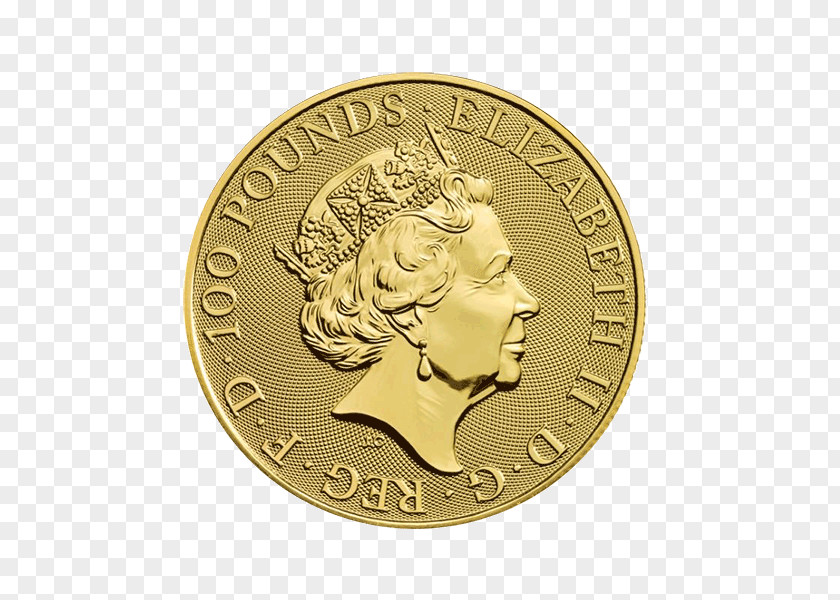 United Kingdom The Queen's Beasts Bullion Coin Gold PNG