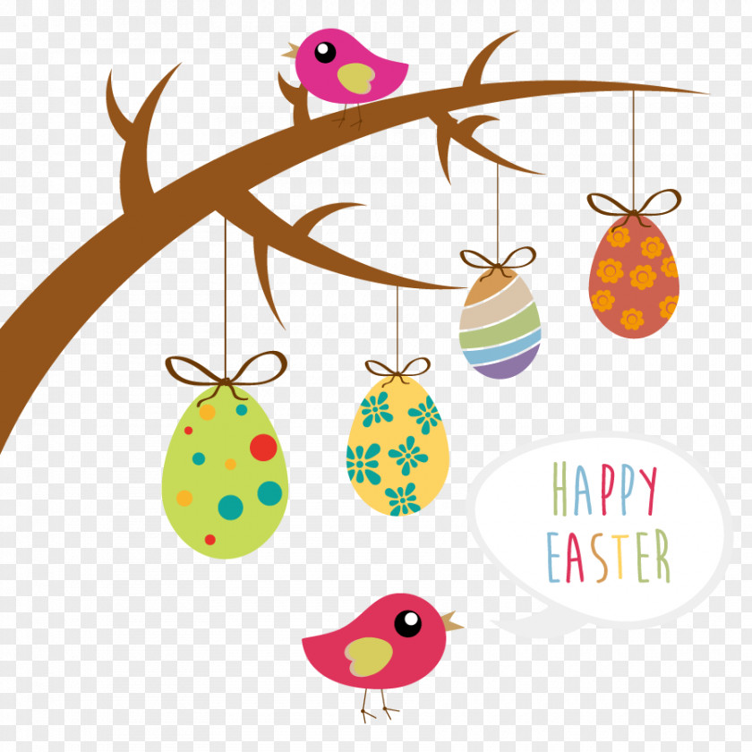 Vector Easter Elements Bunny Egg Tree Clip Art PNG