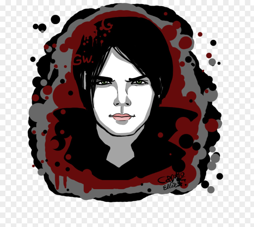Gerard Way Portrait Visual Arts Black Hair Poster PNG