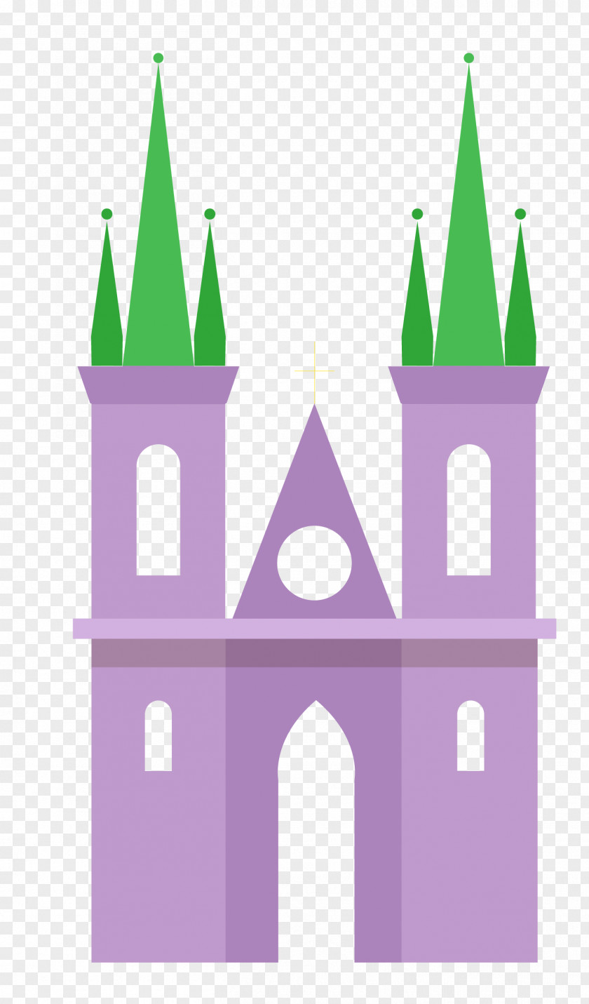 Cartoon Purple Green Castle Clip Art PNG