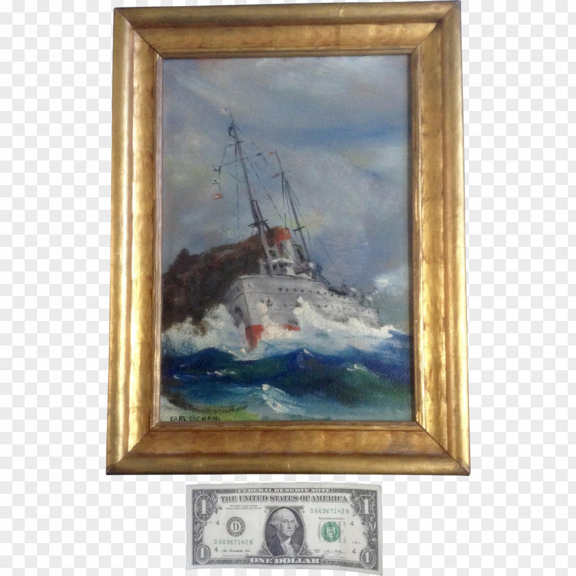 Nautical Watercolor Oil Painting Still Life Naval Ship PNG