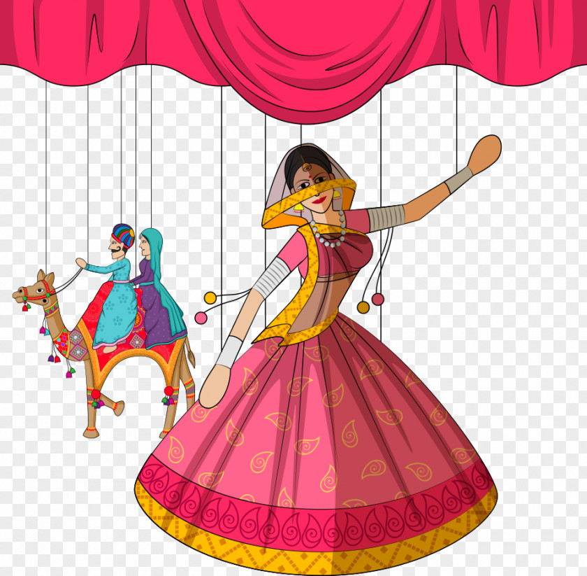 Vector Dancing Woman Rajasthan Ghoomar Folk Dance PNG