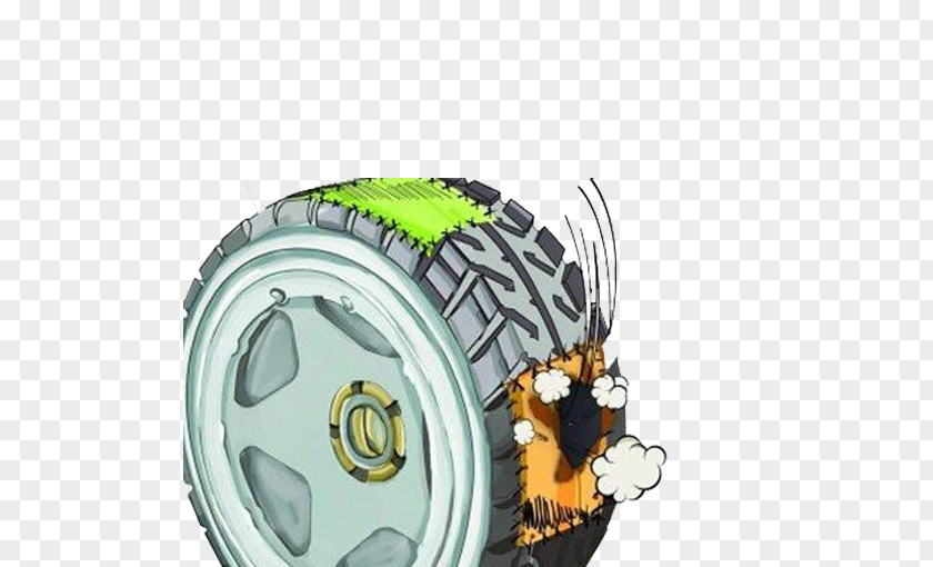Cartoon Tattered Tires Car Run-flat Tire Truck PNG