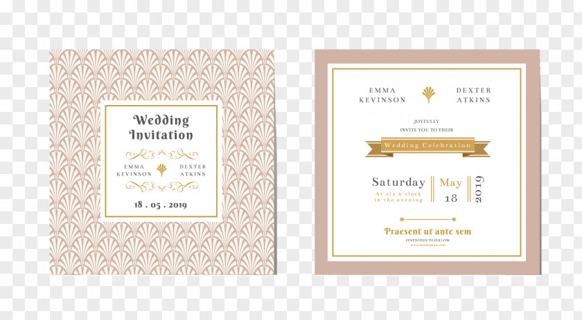 Exquisite Cartoon Wedding Invitation Design Vector Material Brand Font PNG