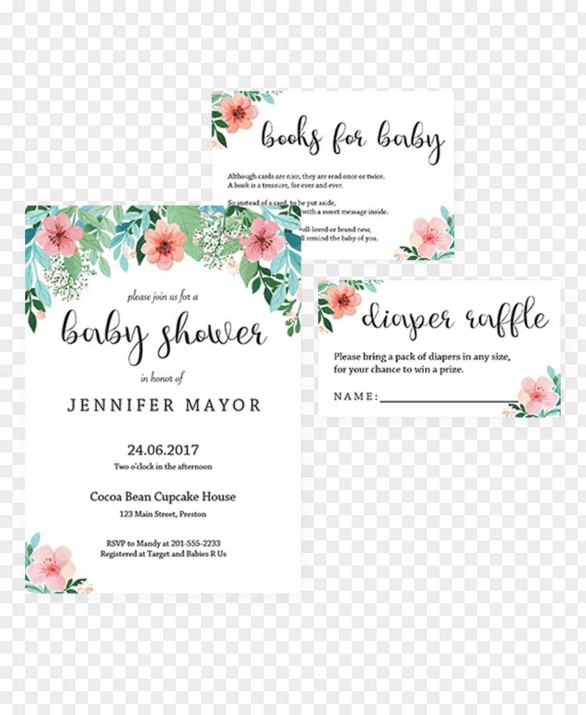Invitation Floral Card Baby Shower Diaper Wedding Garden Convite PNG