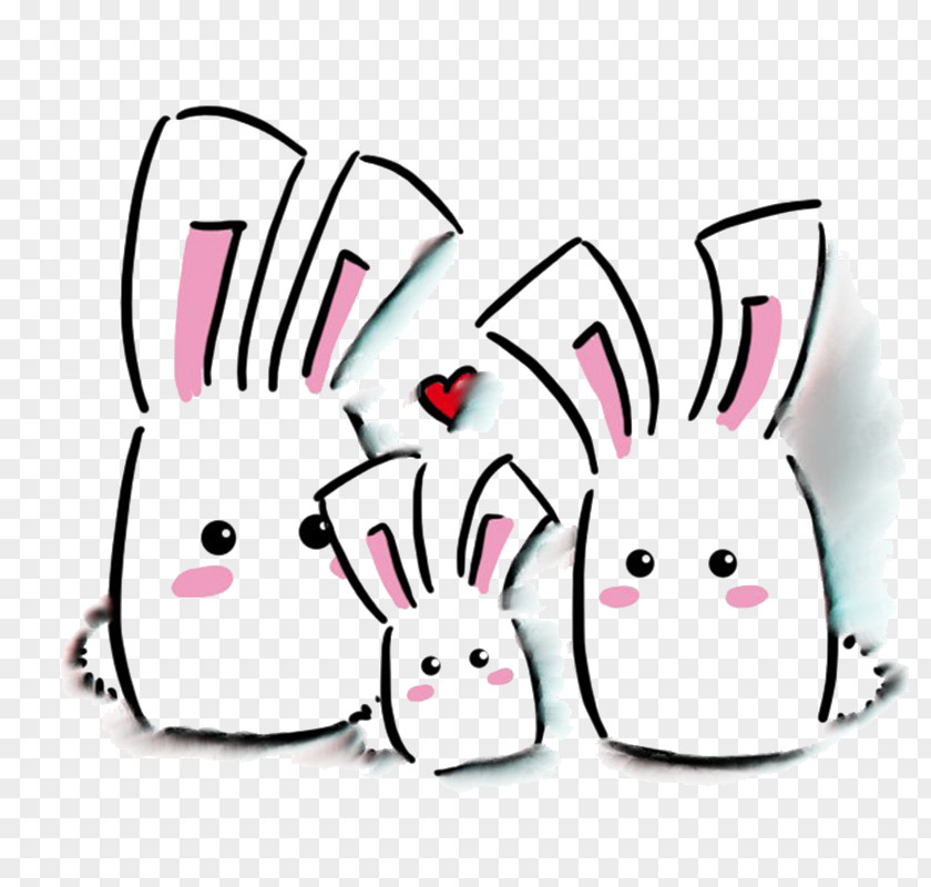 Smile Line Art Easter Bunny Background PNG