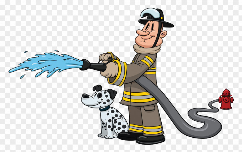 Dog And Firefighters Firefighter Fire Engine Birthday Hose PNG