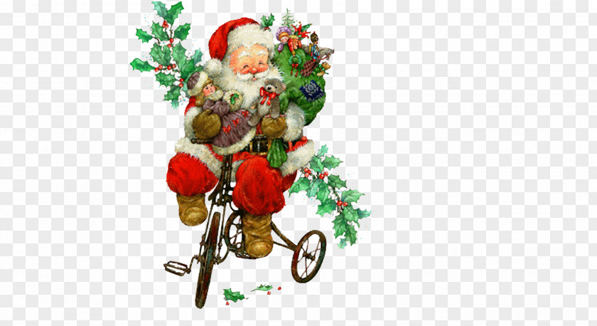Santa Cyclist Claus Christmas Decoration Party Eve PNG