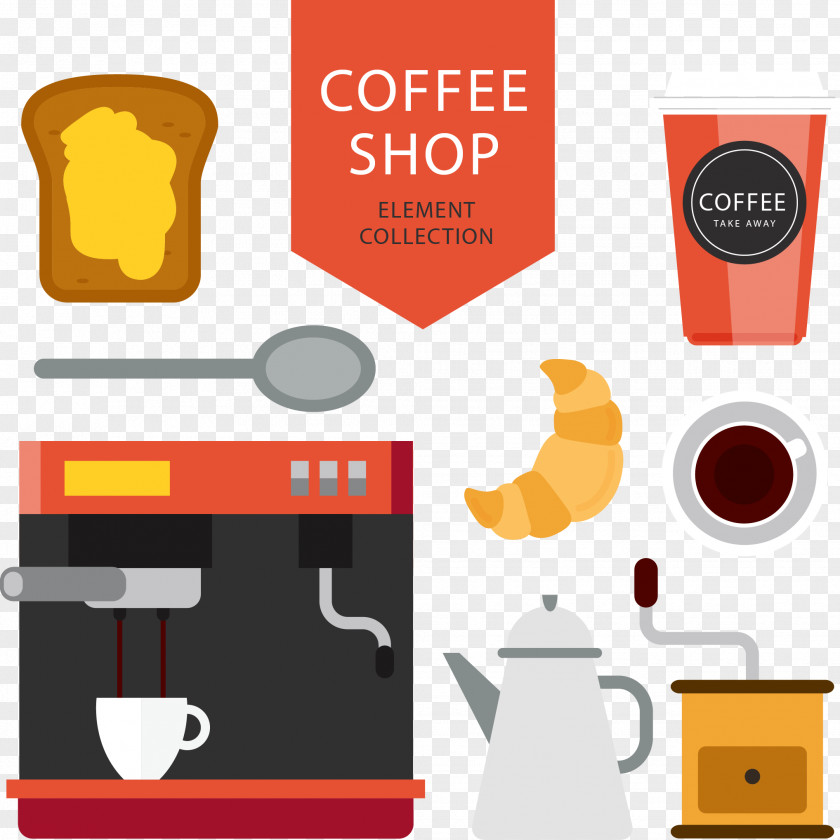 Vector Hand-painted Cartoon Coffee Cup Cafe PNG