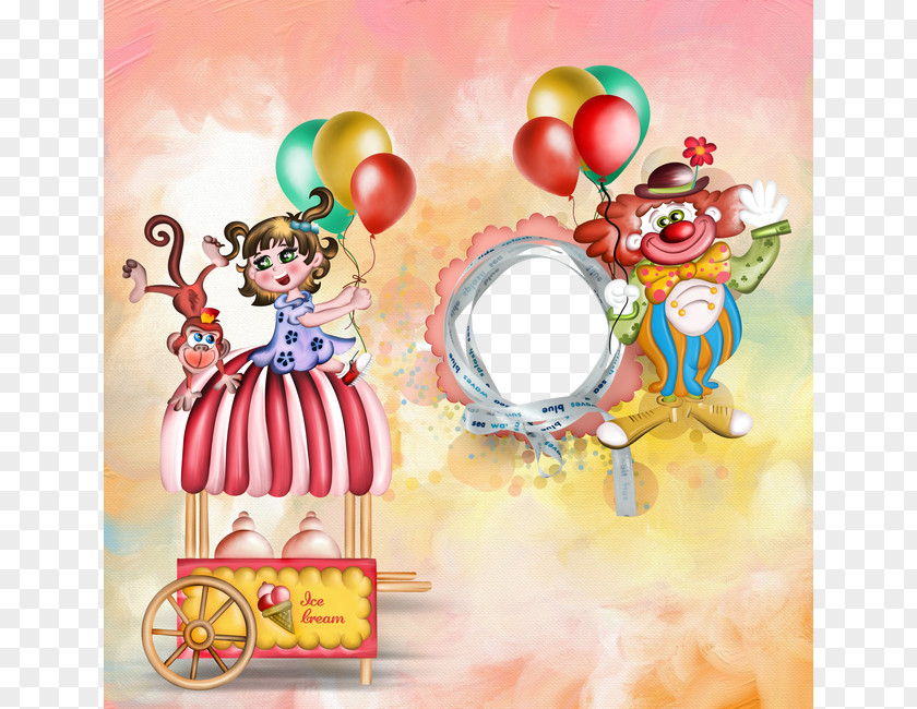 Cartoon Clown Frame Material Child PNG