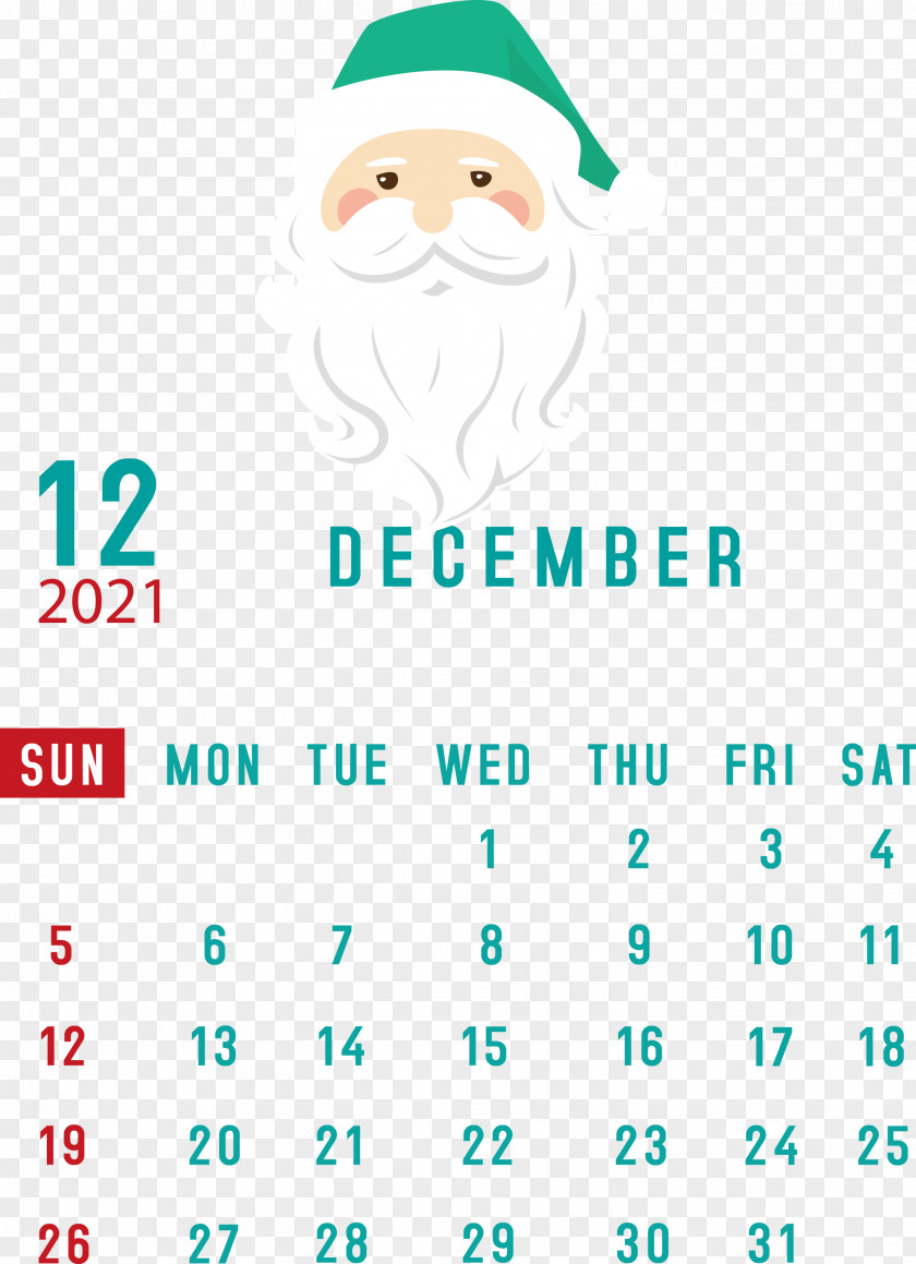 December 2021 Printable Calendar PNG