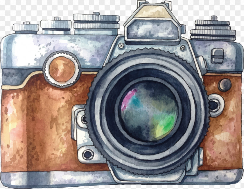 Vector Painted Camera Photography Watercolor Painting Drawing PNG