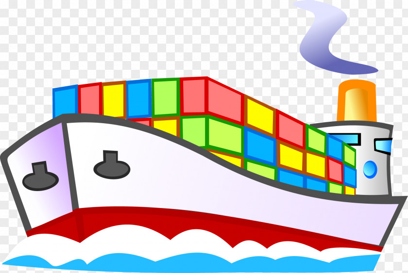 Hand Painted Colored Boat Ship Cartoon PNG