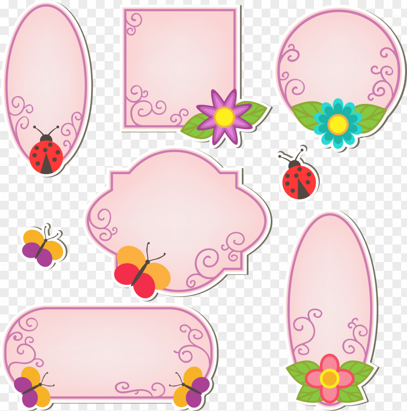 Vector Beautiful Flowers Frame Mirror Clip Art PNG