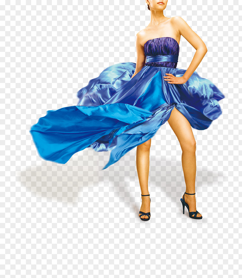 Wearing A Blue Skirt Image Business Woman LED Display Out-of-home Advertising Device PNG