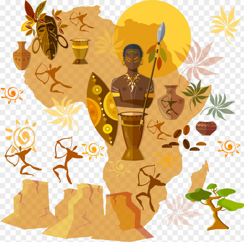 African Landscape Attractions Africa Culture Tribe Illustration PNG