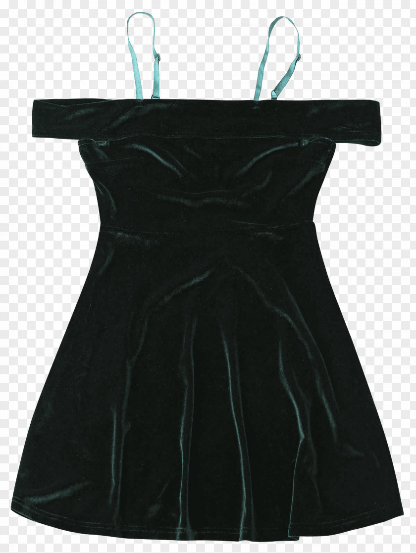 Dress Little Black Velvet Shoulder M PNG