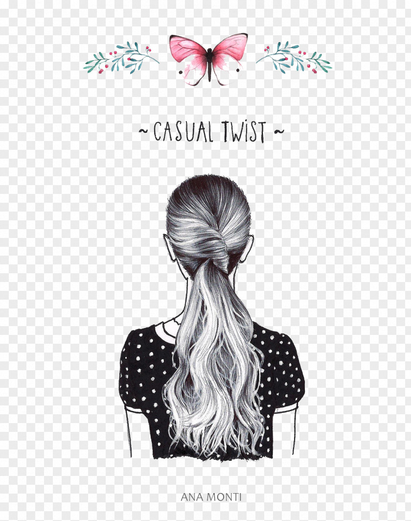 Hand-painted Fresh Hair Braids Graphic Design Drawing Braid PNG