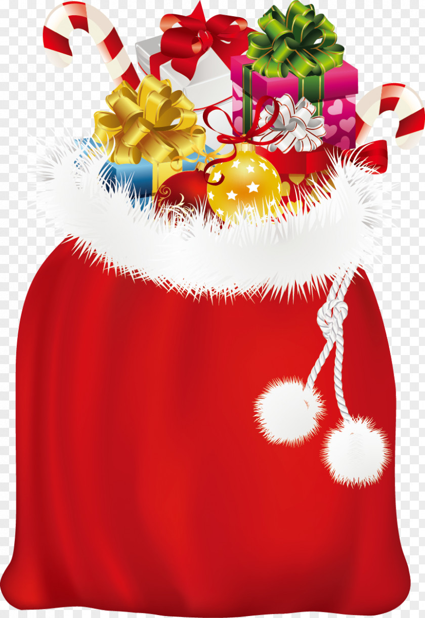 Vector Bag Full Of Presents Santa Claus Gift Clip Art PNG