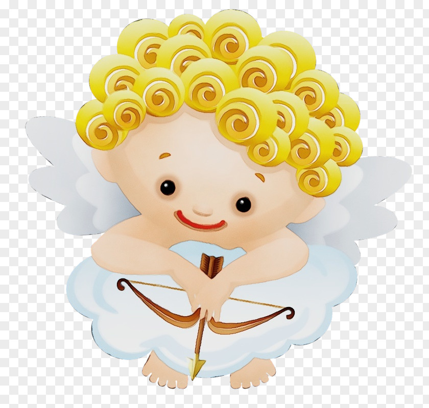 Sticker Cloud Cartoon Angel Yellow Cupid Clip Art PNG